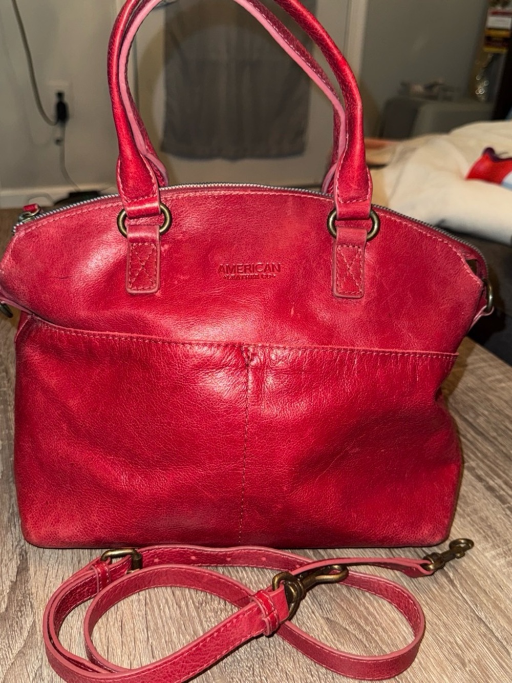 American Leather Red Leather Satchel Bag